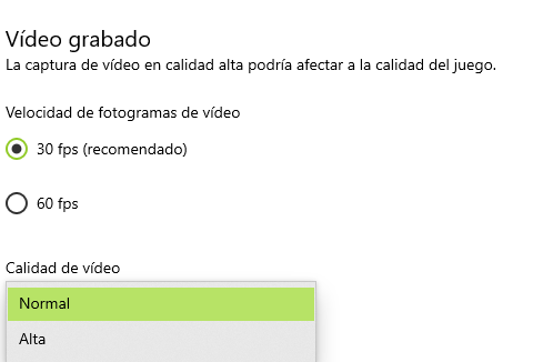 Calidad Grabador Windows 10 